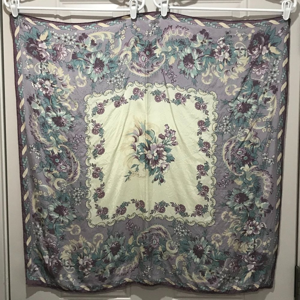 Vintage Vera Neuman Scarf Silk Hand Rolled Edges Floral Pattern 2064